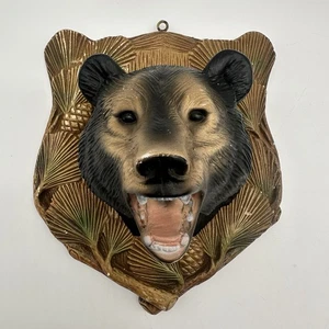 40er Jahre Bärenkopf Kreidegeschirr Wandrelief Antik Rustikal Trophäe Dekor Kunst Gips - Bild 1 von 12