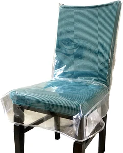 Paquete de 2 fundas protectoras de silla de comedor de plástico con respaldo de PVC transparente - Imagen 1 de 12