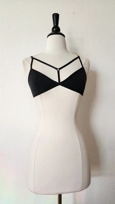Urban Outfitters Bralette Novo Tamanho Pequeno Preto Floral Renda Transparente Tiras Sexy - Imagem 1 de 4