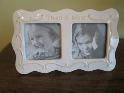 Marco de fotos de cerámica Hallmark Signature "entonces y ahora" tamaño de foto de 3x3” Foto 1 de 3