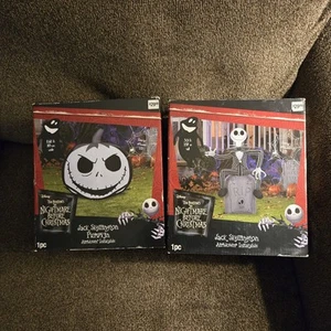 Lot x2 Nightmare Before Christmas Airblown Inflatable Jack Skellington 2.6'/3.5' - Picture 1 of 10