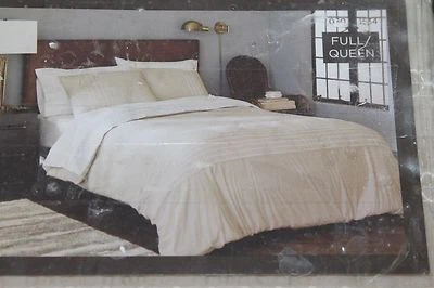 Nate Berkus Embroidered Khaki Duvet Cover Set F/Q or King new - Image 1 of 2