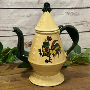 Metlox Poppytrail California Provincial Rooster Coffee Pot & Lid Vernon Green - Picture 1 of 12