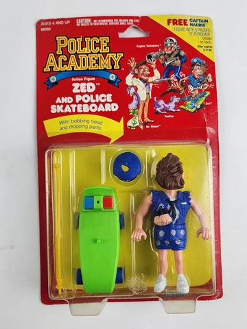 Police Academy action Figure ZED w/ Skateboard 1988 Kenner MOC sealed -Error Cover