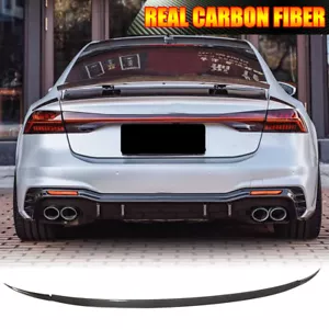 For Audi A7 Sline S7 RS7 4-Door 2019-2023 REAL CARBON Rear Trunk Spoiler Wing - Picture 1 of 21