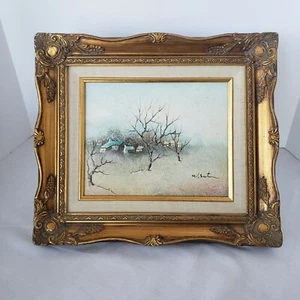 Künstler W. Bradley Eaton Öl auf Leinwand Gemälde "Barren Tree Fall Scene" 8x10 - Bild 1 von 7