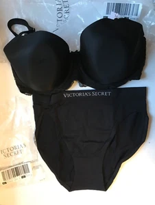 Victorias Secret NWT Dream Angels P/U w/o padding Bra Panty Set Black 34DDD,S - Picture 1 of 8