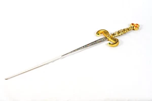Vintage Ceremonial Decorative Daggar Sword Rhinestone Handle 18.25" - Picture 1 of 13