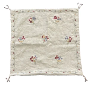 Pottery Barn Embroidered Beaded Decorative Pillow Cover Bead Dangles 18" - Picture 1 of 5