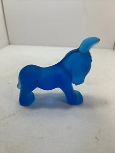 Vtg Kanawha Art Glass Donkey Blue Satin 5” X 3.5” - Picture 1 of 7