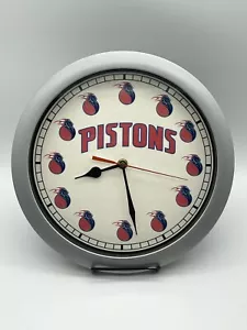 Vtg Detroit Pistons Battery Operated Wall Clock w/ Old Logo Tested Man Cave - Picture 1 of 7