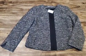 NWT $90 Gap Women's Medium Gray Black Metallic Full Zip Blazer Jacket Pockets - Picture 1 of 10