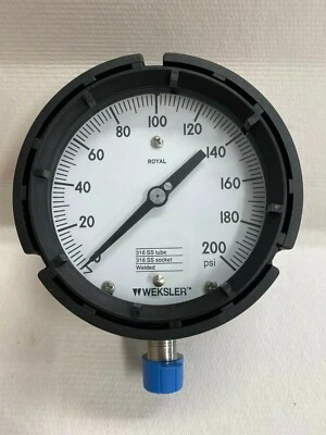 Weksler 4 1/2'' Royal Gauge AA442PH2LW 0-200 PSI,  New - Image 1 of 2