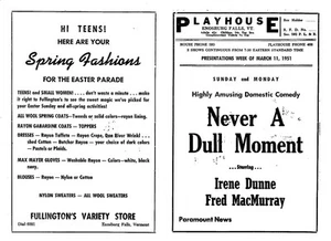 1951 Enosburg Falls VT Spielhaus Kino-Programm - Nie ein langweiliger Moment - Bild 1 von 2