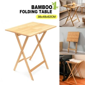 62CM Dining Table Foldable Bamboo Table Tray Desk Portable Coffee Living Room AU - Picture 1 of 11
