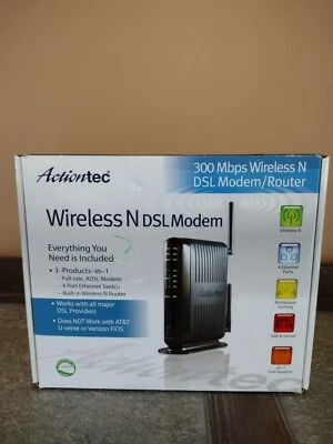 Actiontec GT784WN Wireless-N DSL Modem Router EUC Black Internet WiFi Tested - Image 1 of 4