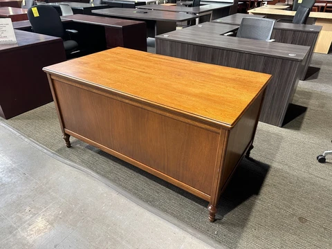 Vintage Style Double Pedestal Desk In Solid Cherry Wood Finish Cover