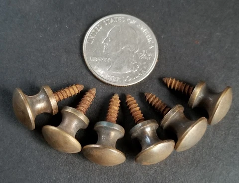 6 Solid Brass VERY SMALL Stacking Barrister Bookcase 7/16" Knobs drawer Pulls #K Cover