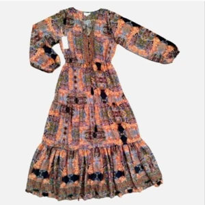 Maxi Vestido Anthropologie Boemo Talla L Grande Cachemira Niveles Mangas Kimono Nuevo con Etiquetas - Imagen 1 de 15