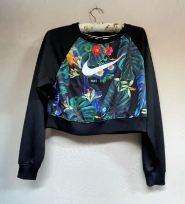 Nike Mujer Ropa Deportiva Recortada Crew Raglán Camisa Top Mediana Suelta AQ9722-010 Foto 1 de 4