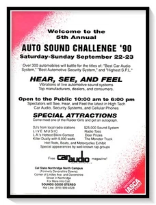 Anuncio impreso Auto Sound Challenge '90 IASCA Vintage 1990 Revista Anuncio - Imagen 1 de 4