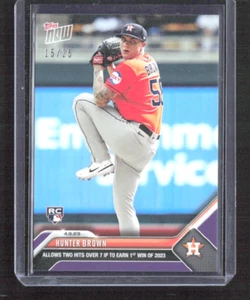 Scheda Hunter Brown 2023 MLB TOPPS NOW 84 RC Houston Astros viola parallela /25 - Foto 1 di 2