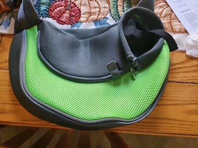 Pet Dog Or Cat Sling Carrier Breathable Mesh Travel Safe Sling Bag Carrier Green - Image 1 of 4
