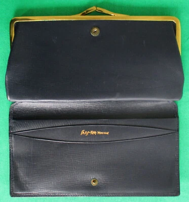 Saks Fifth Avenue Leather Wallet Women's Ladies 7" Coin Purse Navy Blue Vintage - Image 1 of 4