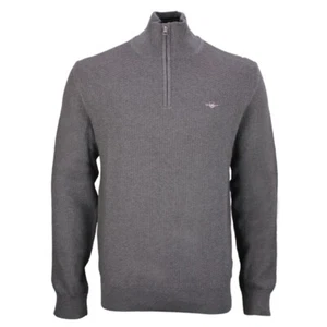 Gant men's knitted sweater Troyer gray 8030211 92 dark grey melange - Picture 1 of 7