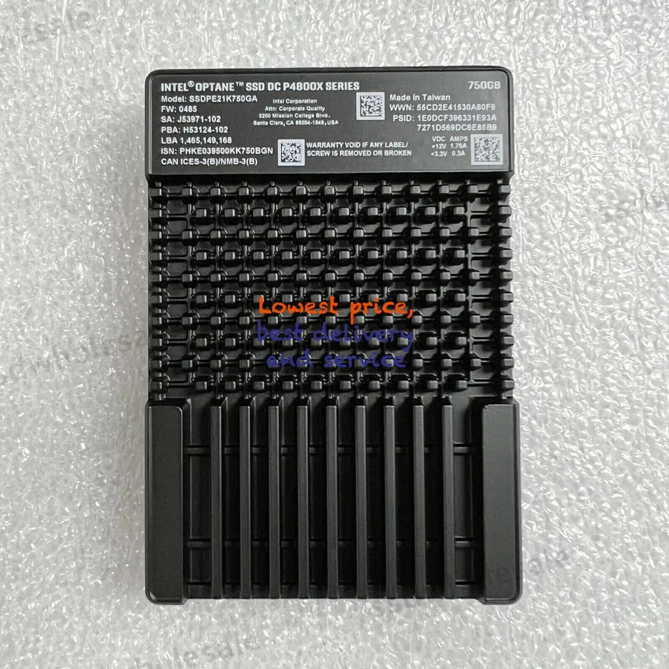 1PC Intel P4800X 750GB Optane SSD DC SSDPE21K750GA U.2 2.5" 6Gb/S Nvme/PCIe - Image 1 of 2