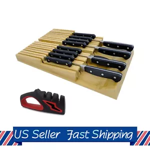 WOWMTN In-Drawer Bamboo Knife Storage with Optional Sharpener - Picture 1 of 11