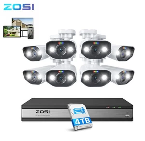 ZOSI 4K 16CH NVR 4TB HDD 5MP PoE Security Camera System Spotlight Night Alarm - Picture 1 of 9