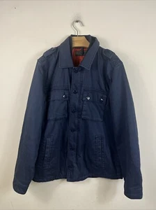 Vintage Abercrombie & Fitch Jacket Mens Large Blue Canvas Field Military Quilted - Picture 1 of 7