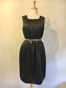 Jigsaw, Event-Black Silk Mix-Sleeveless-Lined-Belt-Stitch Hem & Bodice-Dress. 12 - Picture 1 of 8