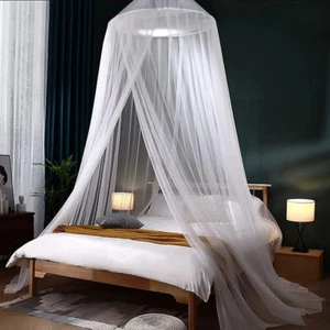 Hanging Dome Mosquito Fly Canopy Net Summer Mesh Fabric Baby Adults Bed Netting - Picture 1 of 11
