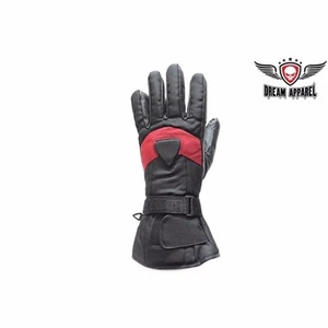 BIKER Men's Motorcycle Full Finger Gloves With Red Stripe GL2086 - Picture 1 of 2