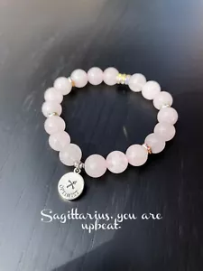 Sagittarius Zodiac Charm Bracelet NWT CZ Silver Tone Rose Quartz Rhinestones - Picture 1 of 5