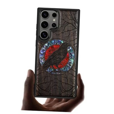  Funda de madera de diseño para Samsung Galaxy S25 Ultra Case [grabado en madera y  Foto 1 de 4