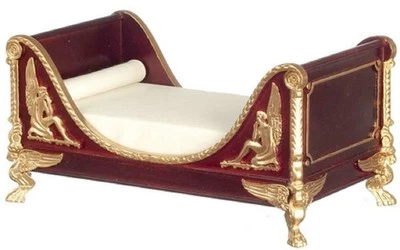 Poupées Maison Acajou Ferdinand II Simple Luge Lit JBM Miniature Meubles 1:12 - Photo 1/4