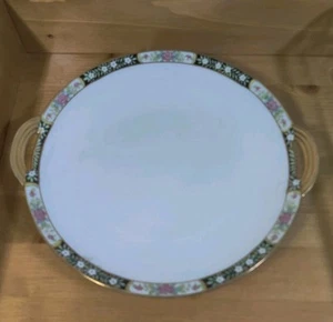 PLATO PARA SERVIR PASTEL CON MANGO PINTADO A MANO 11" Porcelana NIPON De Colección - Imagen 1 de 7