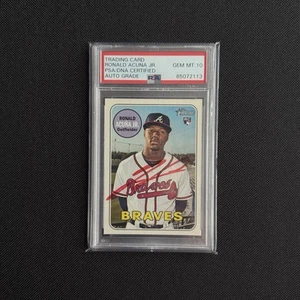 Ronald Acuna Jr. Heritage RC Red Auto PSA/DNA Certified GEM 10 - Picture 1 of 3