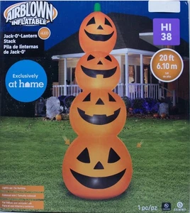 Gemmy Halloween 20 Fuß Kürbis Jack O Laterne Stapel luftgeblasen aufblasbar Neu im Karton - Bild 1 von 2