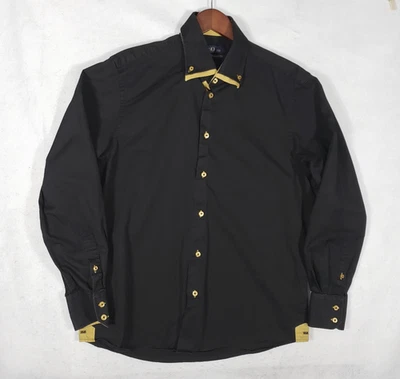 Camisa de vestir Brio 1818 abotonada para hombre L 16/16,5 ajuste contemporáneo negra grande Foto 1 de 4