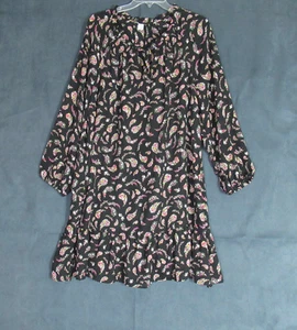 Old Navy Kleid Damen Größe XL schwarz Blumen Langarm Cottagecore fließend Rüschen - Bild 1 von 10