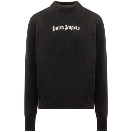 Maglione in maglia nero con logo classico Palm Angels