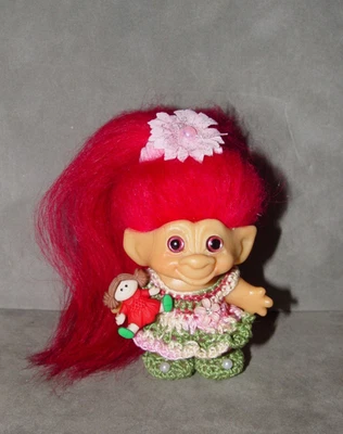 OOAK Troll Doll 2 1/2" Marked Dam New Mohair & Eyes - Image 1 of 2