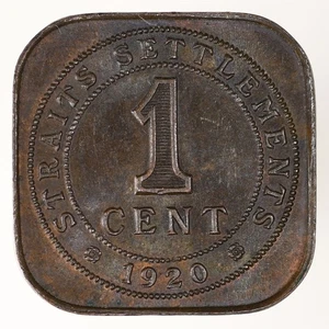 1920 Straits Settlements 1 centavo KM#32 UNC - Imagen 1 de 2