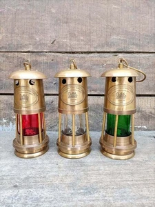 Pair Of 3 Nautical Brass Miner Lamp 6 inches Kerosene Handcrafted Lamp - Picture 1 of 6