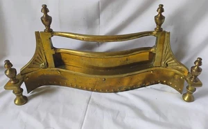 French Style Brass Fireplace Fender Guard Front w/ Urn Finials 22" wide - Picture 1 of 5