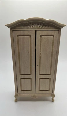 NEW: Dollhouse Miniature Unfinished Wardrobe Cabinet 1:12 scale; 6.5 Inches Tall - Image 1 of 4